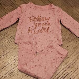 Pink Kids Pajamas with Heart Design